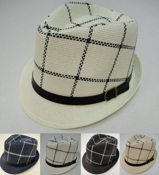 Fedora HAT with Buckled HAT Band [Windowpane Check]